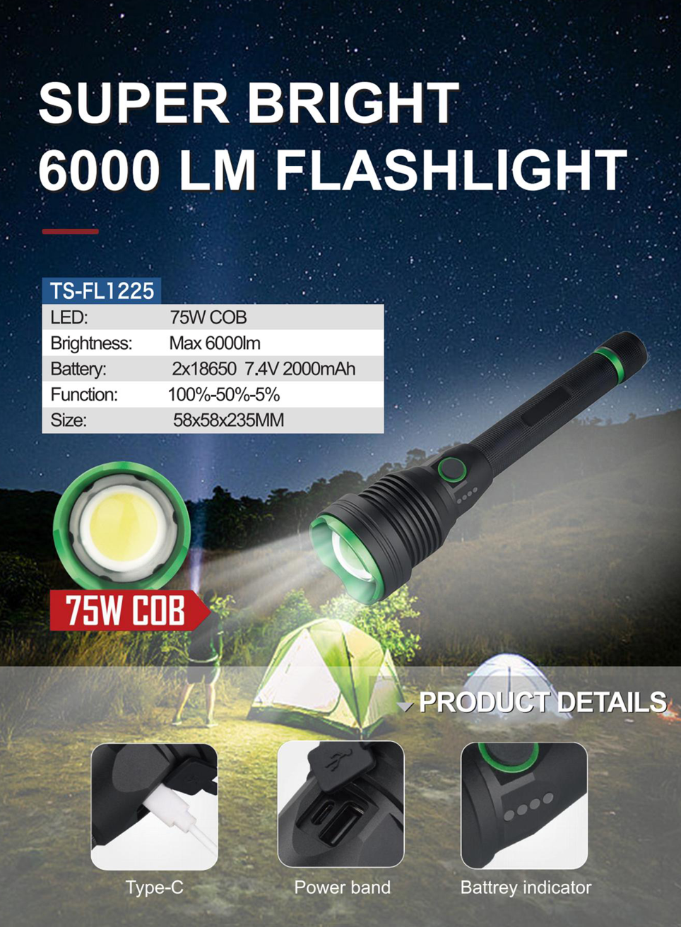  FL1225 Süper Güçlü El Feneri